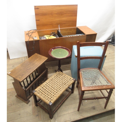 726 - Murphy type A894 SR Radiogram with fitted Garrard 3000 Turntable, Lloyd Loom style blue laundry bask... 