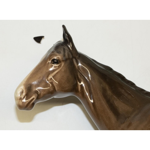 186 - Beswick Welsh Cob rearing, impressed mark, numbered 1014 and black backstamp, H28cm, another Beswick... 