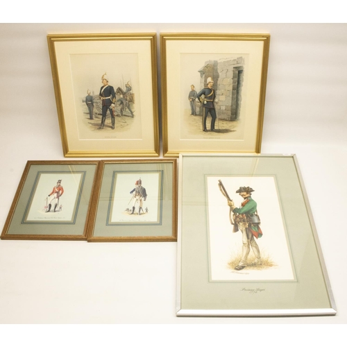 623 - Nine framed prints including military and Royal interest, 48cm x 32cm max.