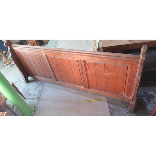 759 - Victorian pitch pine church prayer rail, W203cm