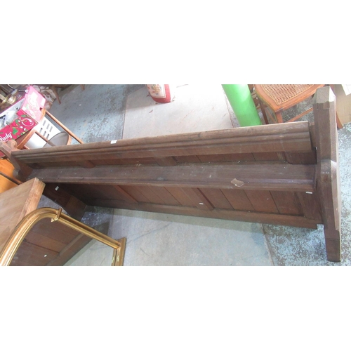 759 - Victorian pitch pine church prayer rail, W203cm