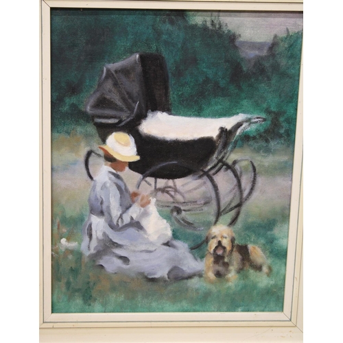 629 - Christine Hainsworth (Br. C20th) Nanny in Kensington Gardens, impressionist style oil on canvas, sig... 