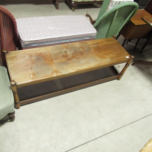 751 - C20th wooden bench L136cm D43.2cm H41.5