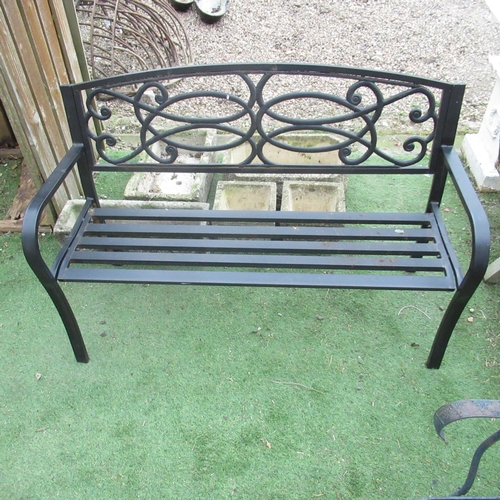 774 - Modern metal garden bench W126cm D52cm H83cm