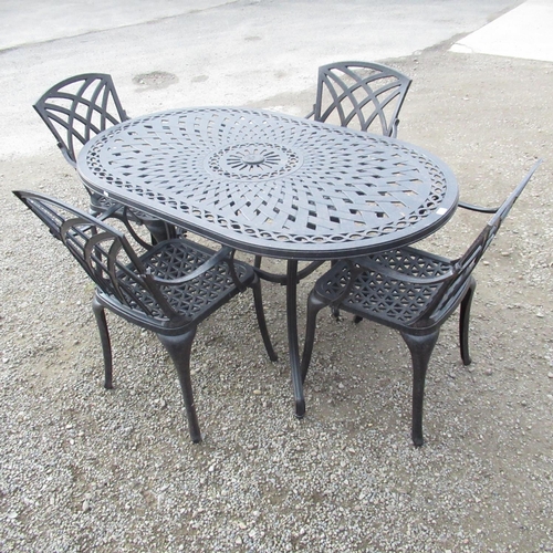 776 - Lazy Susan metal garden table with four metal chairs (5)