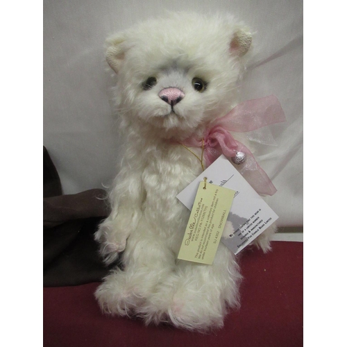 398 - Charlie Bears Isabelle Collection 'Snowball' SJ 4352 Kitten in white mohair with pink stitched nose,... 