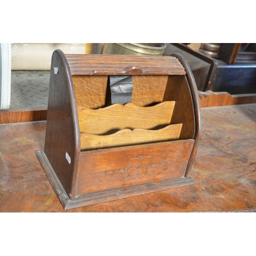 707 - C20th Oak Letter Rack with roller shutter top (AF) W31.5cm X H25.5cm X D20.4cm