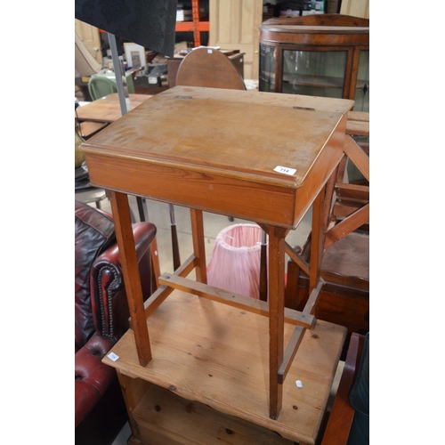 714 - C20th Pine Children's School tilt top desk W51.5cm X D43.5cm X H75cm