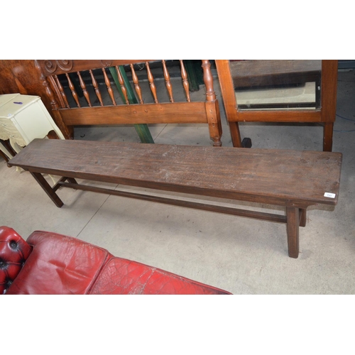 731 - C20th oak bench L214cm X D30cm X H49cm