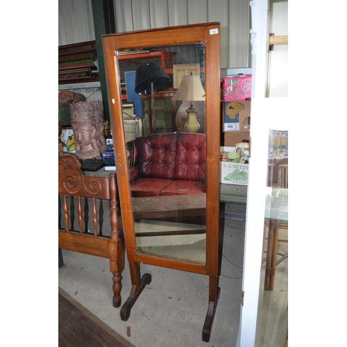 732 - C20th oak dressing mirror H182.2cm X W63cm