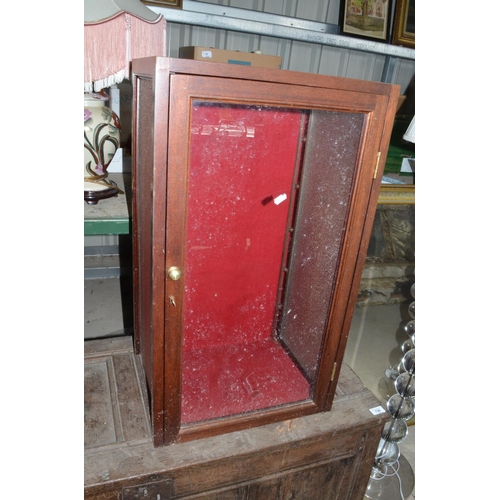 738 - Glass display case with two panel frosted glass, two panels normal glass, lock with key W44cm X D33c... 