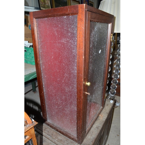 738 - Glass display case with two panel frosted glass, two panels normal glass, lock with key W44cm X D33c... 