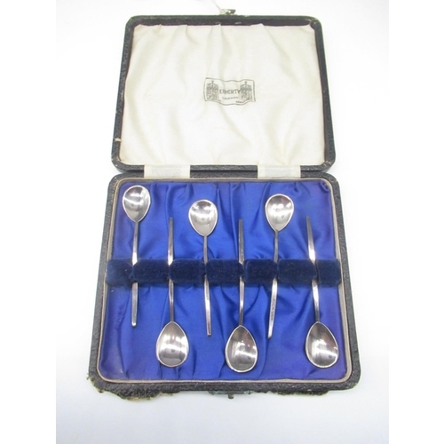 59 - ER.II cased set of six hallmarked silver coffee spoons by Gerald Benney, London, 1956, L9cm, in peri... 