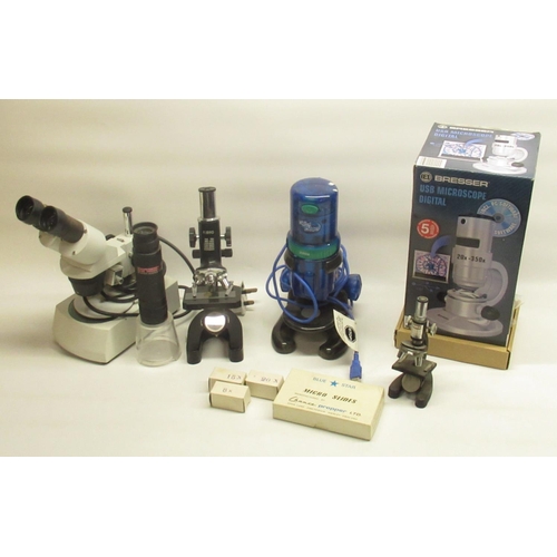 563 - Bresser USB digital microscope, Kibro microscope, small Tacon microscope, Digital Blue microscope, a... 