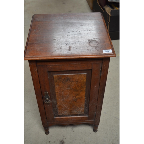 866 - Late Victorian Walnut bedside cupboard with single panel door on turned legs W39.5cm X D38cm X H69cm