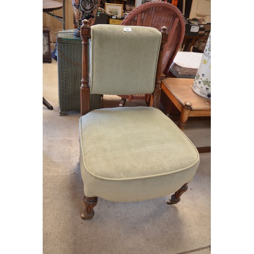 863 - Late Victorian Nursing chair with upholstered seat and back