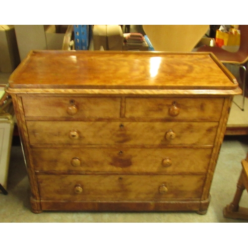 696 - Victorian dressing chest, galleried back above two short and 3 long drawers with turn wooden handles... 