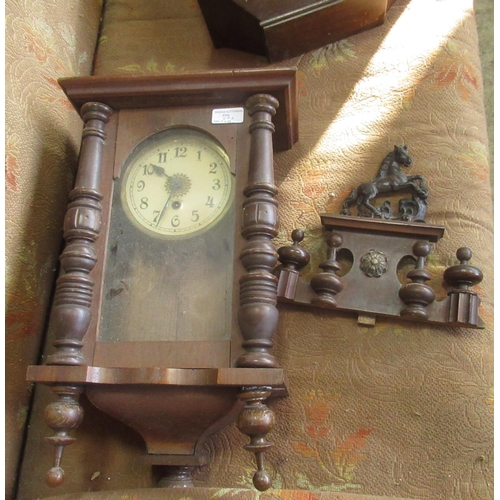 506 - 1930's German oak cased striking wall clock with silver dial striking on a stroll gong and a late C1... 