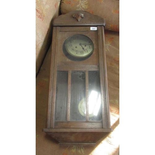 506 - 1930's German oak cased striking wall clock with silver dial striking on a stroll gong and a late C1... 