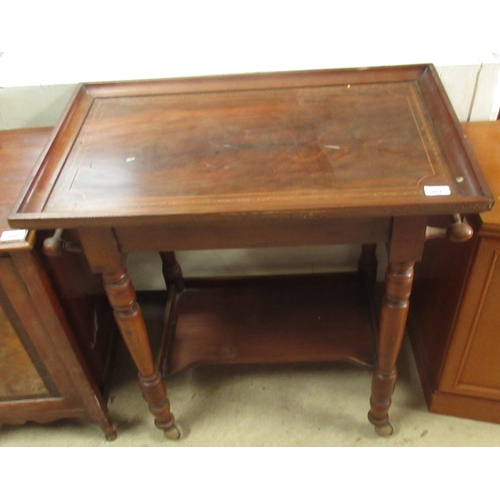 867 - Late Victorian walnut washstand with later replaced top, converted to a trolley W74cm X D46cm X H76c... 