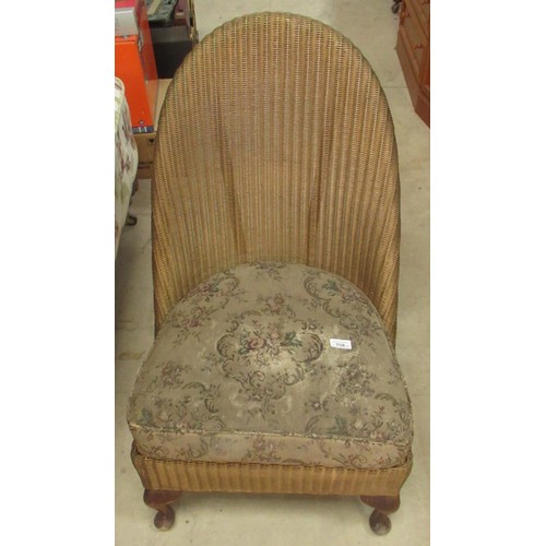 758 - Lloyd Loom style gold finished chair with upholstered seat H83cm