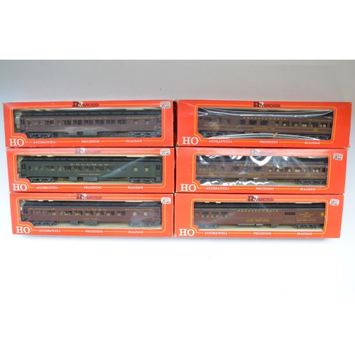 107 - Six Rivarossi HO gauge Pullman passenger coaches including 2735 Observation car with light, 2723 Com... 