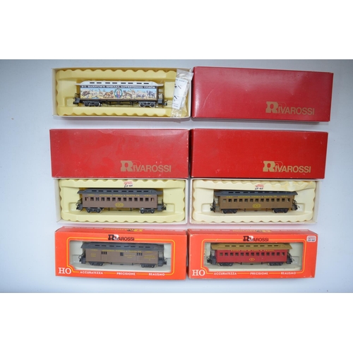 109 - Five boxed Rivarossi passenger/goods wagons including 2998 Barnum & Bailey Special Advertising Coach... 