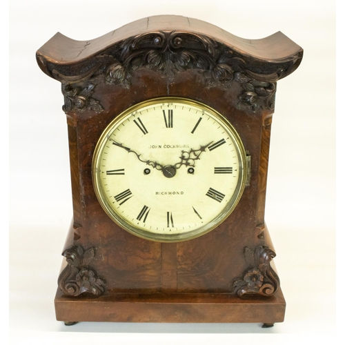 1153 - John Cockburn Richmond - George IV bracket clock, flame mahogany case with applied scroll foliate mo... 