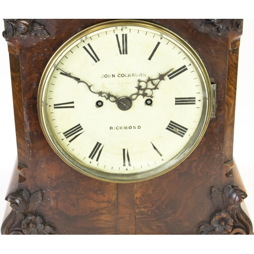 1153 - John Cockburn Richmond - George IV bracket clock, flame mahogany case with applied scroll foliate mo... 