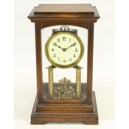 1159 - Gustav Becker four glass brass suspension clock, cream Arabic dial with outer minute markers, moveme... 