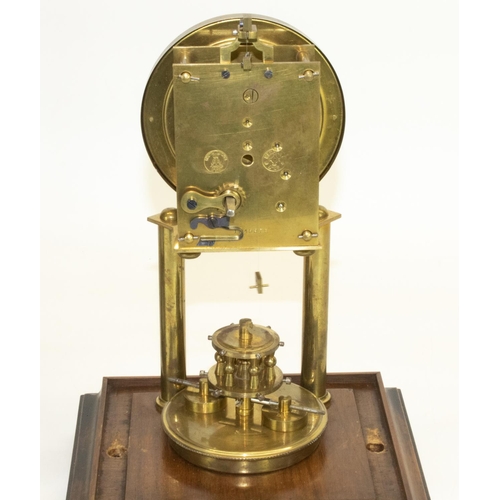 1159 - Gustav Becker four glass brass suspension clock, cream Arabic dial with outer minute markers, moveme... 