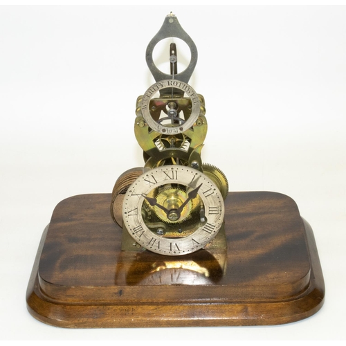 1162 - W. Verity Rothwell 1837, a brass skeleton clock, signed silvered cresting and Roman chapter, single ... 