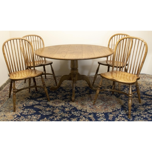 1400 - Yorkshire Furniture - set of four ash Windsor type dining chairs, hooped stick backs and saddle seat... 