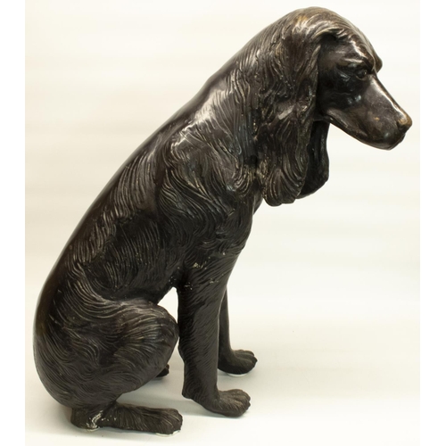 1141 - Large patinated hollow bronze model of a seated hound, H60cm