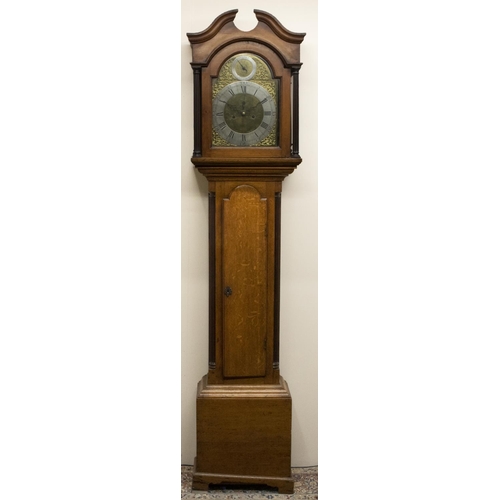 1163 - George III. oak long cased clock, 16.5