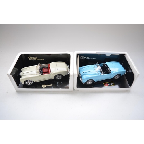 37 - Seven 1/18 scale diecast model cars from Bburago to include Jaguar E Type Cabriolet (1961), Alfa Rom... 