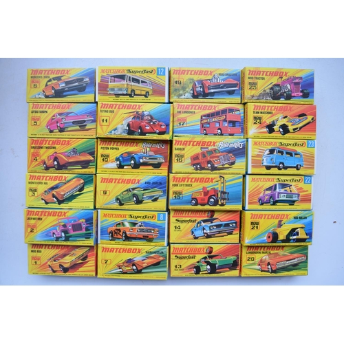 47 - Twenty four boxed Matchbox Superfast and Rola-Matic diecast vehicle models 1-25 (missing no 18)