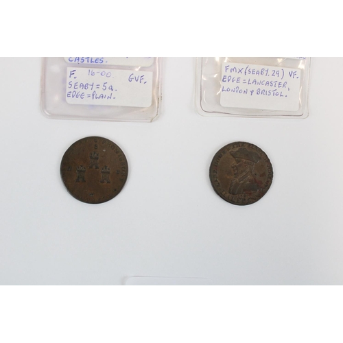 921 - C17th/18th English provincial conder token coins inc. Bristol 1652 farthing castle type inner circle... 