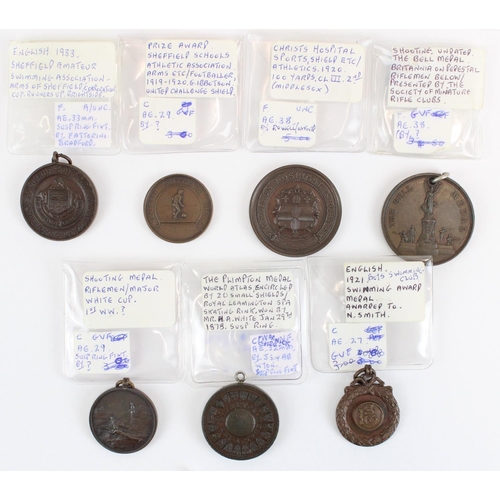 933 - Late C19th/early C20th British provincial sporting medals inc. 1878 Leamington Spa Plimpton Skating ... 