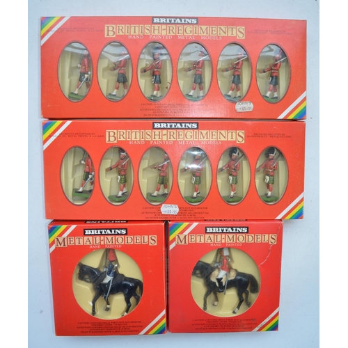 74 - Six boxed modern Britains cast metal soldier figure sets - Scots Guards and Royal Marines bandsmen i... 