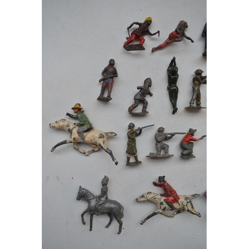 76 - Collection of vintage hollow cast lead soldier figures. Most with no manufacturers marks. Includes C... 