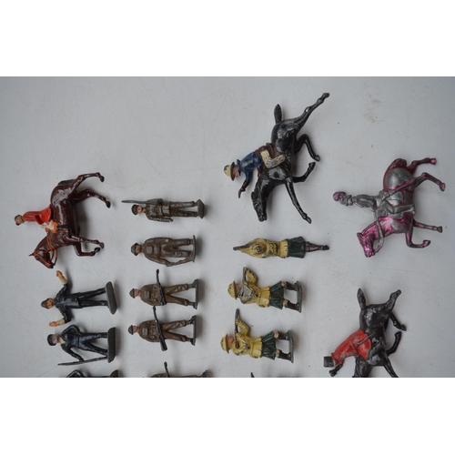 76 - Collection of vintage hollow cast lead soldier figures. Most with no manufacturers marks. Includes C... 