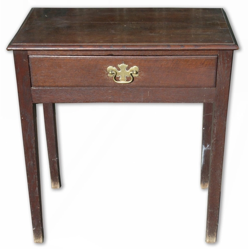 1376 - Small George III oak side table, with single drawer on square supports, W68cm D40cm H76cm