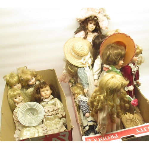 203 - Collection of Leonardo Victorian style costume dolls, H54cm max (12)