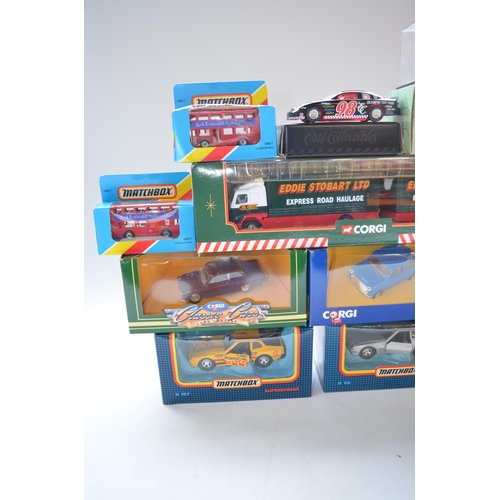 45 - Collection of boxed/cased diecast model cars from Matchbox, Corgi, Ertl incl. 2 toy fair special edi... 