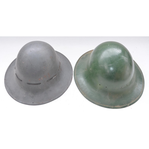 719 - Two WW2 British Home Service steel helmets, one grey Supplementary Fire Party with SFD painted on he... 