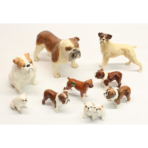 158 - Beswick and John Beswick Bulldogs and Boxers inc. Champion Basford British Mascot, Bulldog pups, Bos... 