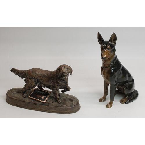 179 - Beswick Britannia Collection bronzed ceramic figure of a setter, on an oval base, L30cm, and a Rosen... 