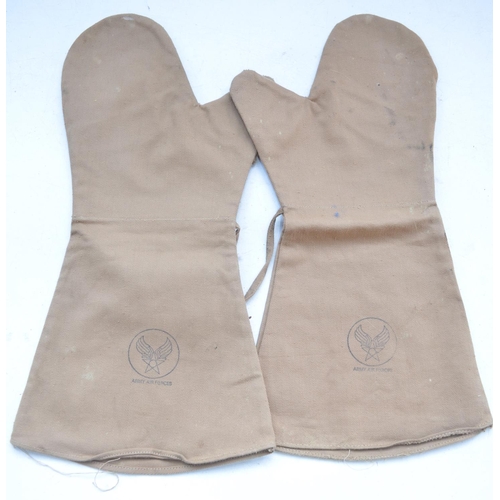 727 - Pair of US Army Air Forces lightweight cloth mittens and 2 RAF aircraft cork handled floating dinghy... 