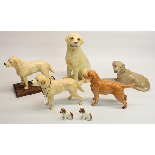 182 - Various dog figurines, mostly yellow Labradors, including two Border Fine Arts, A6206, H20cm (7)